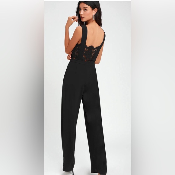 Lulus Pants - Lulu’s Kiska Black Lace Jumpsuit Large